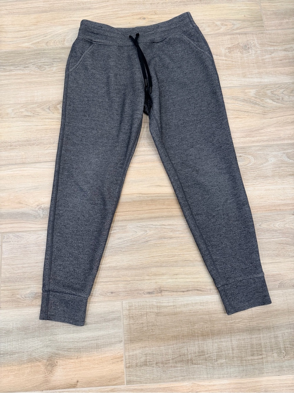 Charcoal Gray Marled Knit Active Joggers - Slim Fit Mid Rise Sweatpants